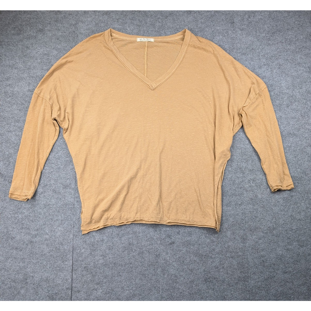 We The Free People Oversized Shirt Women Large Brown Relaxed Cotton Boho Minimal